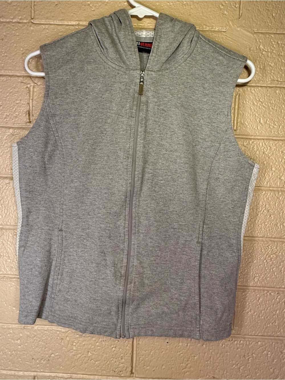 New York & Company NY Jeans Light Gray Hooded Zip Vest
